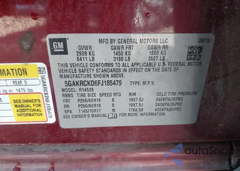 2015 Buick Enclave Premium from USA, damaged, VIN 5GAKRCKD6FJ185479